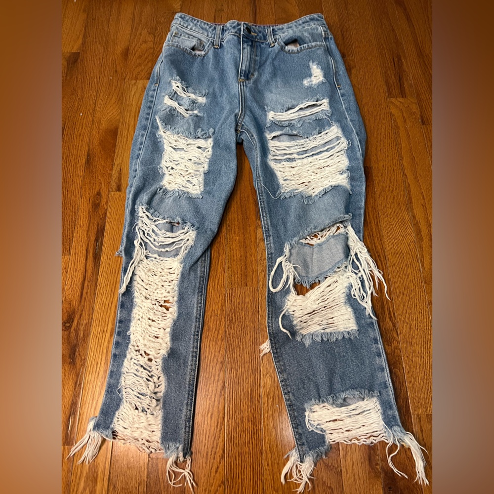Fashion Nova Distressed Blue Jeans - Size 3